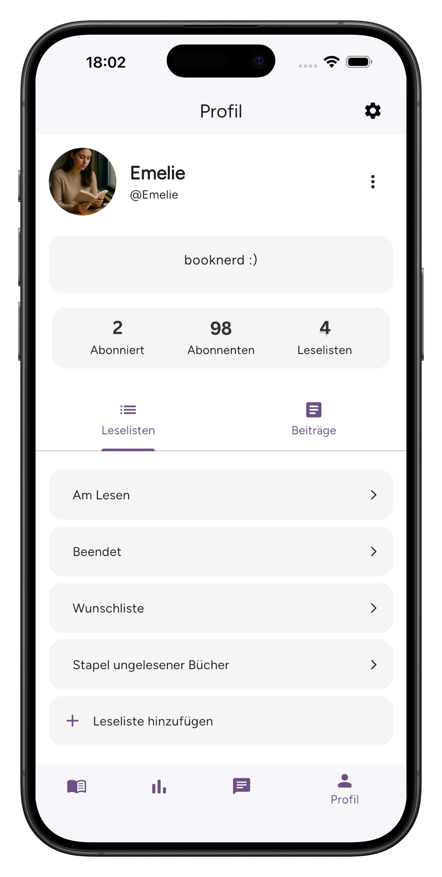 Profilansicht in BookPairs